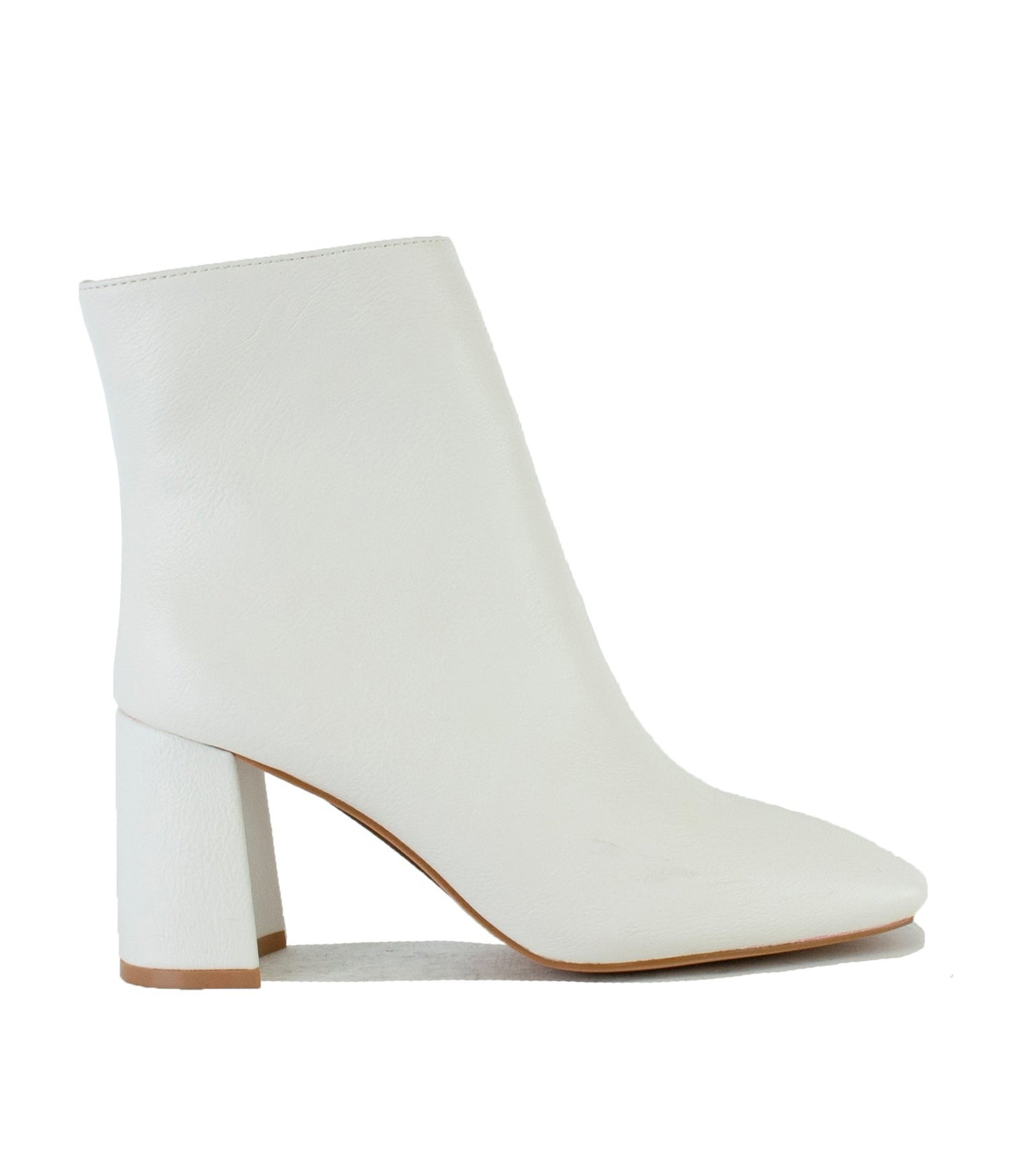 White Leatherette Ankle Booties