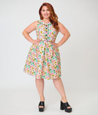 Retrolicious Plus Size Tropical Print Elizabeth Dress