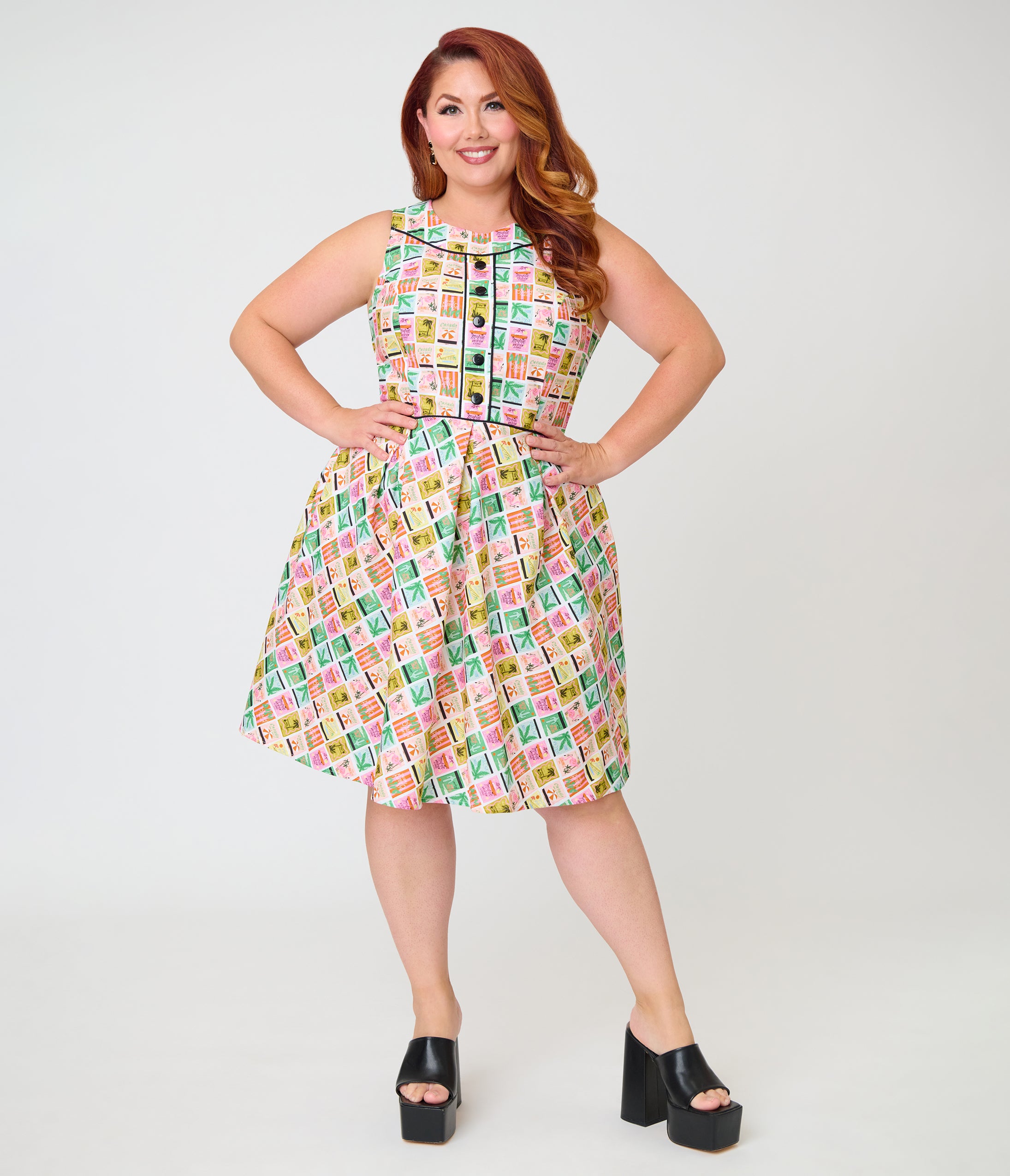 Retrolicious Plus Size Tropical Print Elizabeth Dress