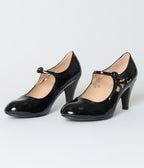 1920s Black Patent Leatherette Mary Jane Heels