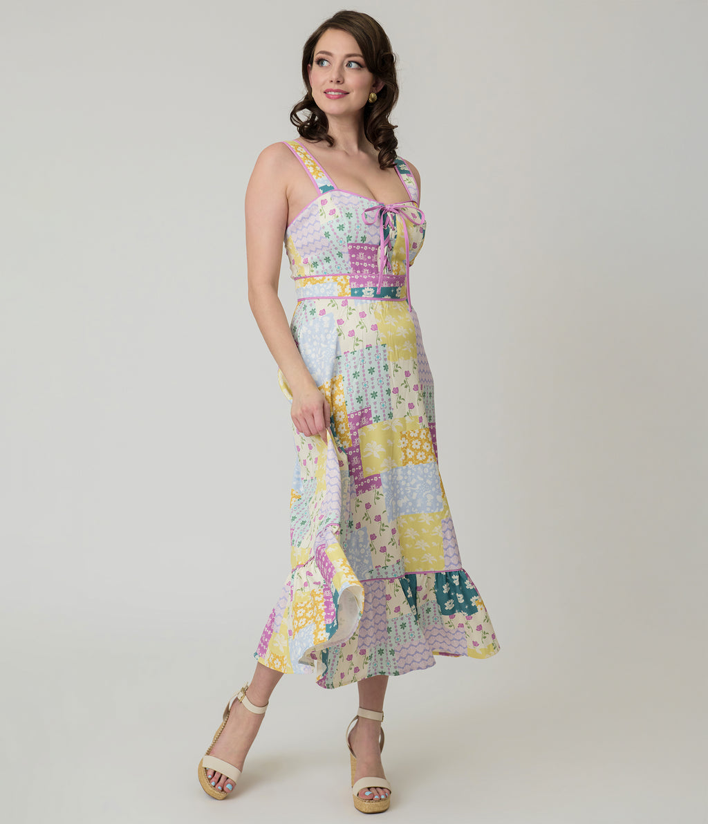 green patterned maxi dress This Is The One Green Geometric Floral Cotton Maxi Dress