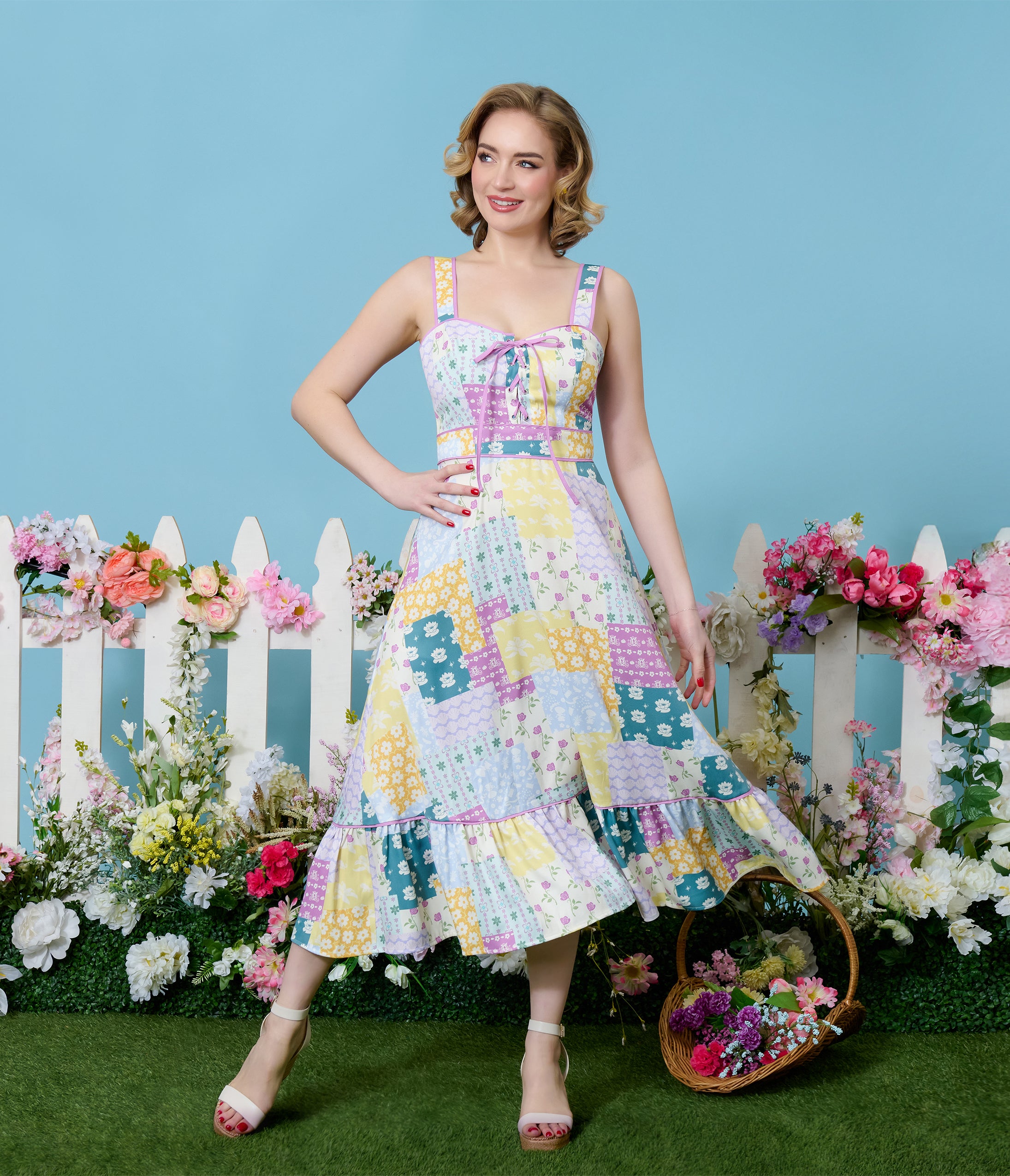 Disney Princess Collection by Unique Vintage Patchwork Corset Midi Dress L/12-14 Disney Princess Collection by Unique Vintage Patchwork Corset Midi Dress L/12-14