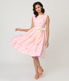 Disney Princess Collection by Unique Vintage Pink Princess Sleeveless Swing Dress
