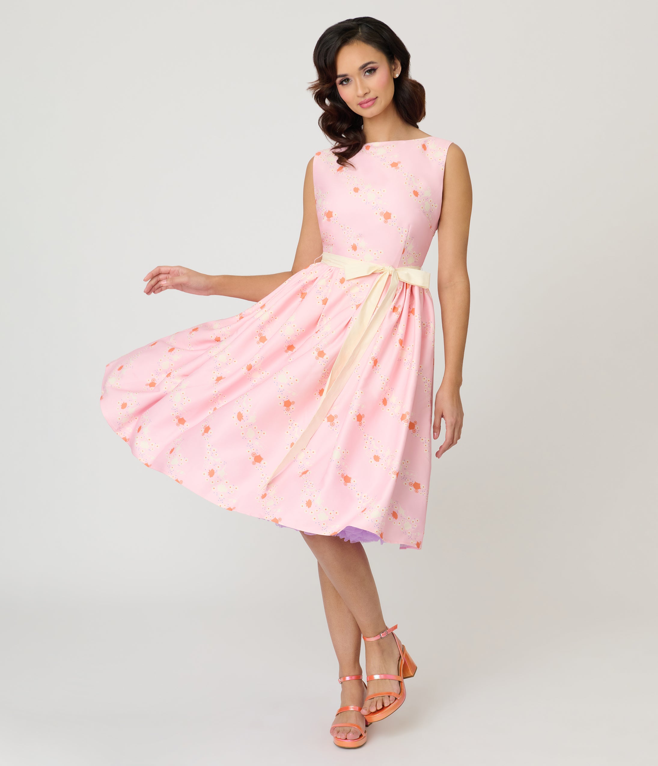 Disney Princess Collection by Unique Vintage Pink Princess Sleeveless Swing Dress
