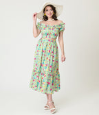 Disney Princess Collection by Unique Vintage Green Gingham Tiered Midi Skirt