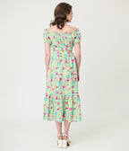 Disney Princess Collection by Unique Vintage Green Gingham Tiered Midi Skirt