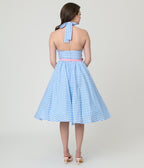 Disney Mickey & Friends Collection by Unique Vintage Blue Gingham Cotton Halter Swing Dress