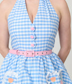 Disney Mickey & Friends Collection by Unique Vintage Blue Gingham Cotton Halter Swing Dress
