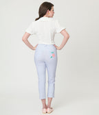 Disney Mickey & Friends Collection by Unique Vintage Blue Gingham Rachelle Capri Pants