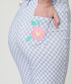 Disney Mickey & Friends Collection by Unique Vintage Blue Gingham Rachelle Capri Pants
