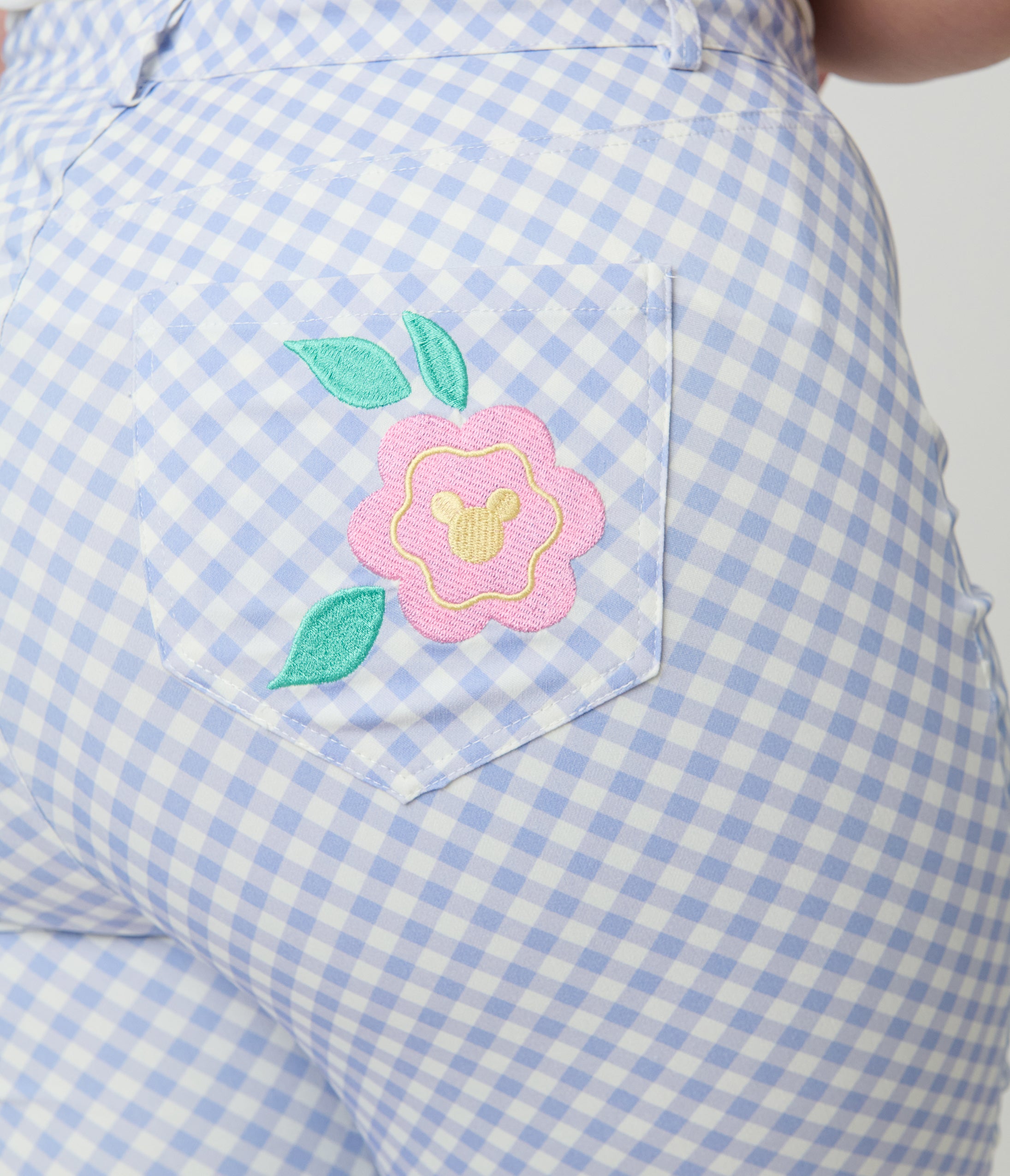 Disney Mickey & Friends Collection by Unique Vintage Plus Size Blue Gingham Rachelle Capri Pants