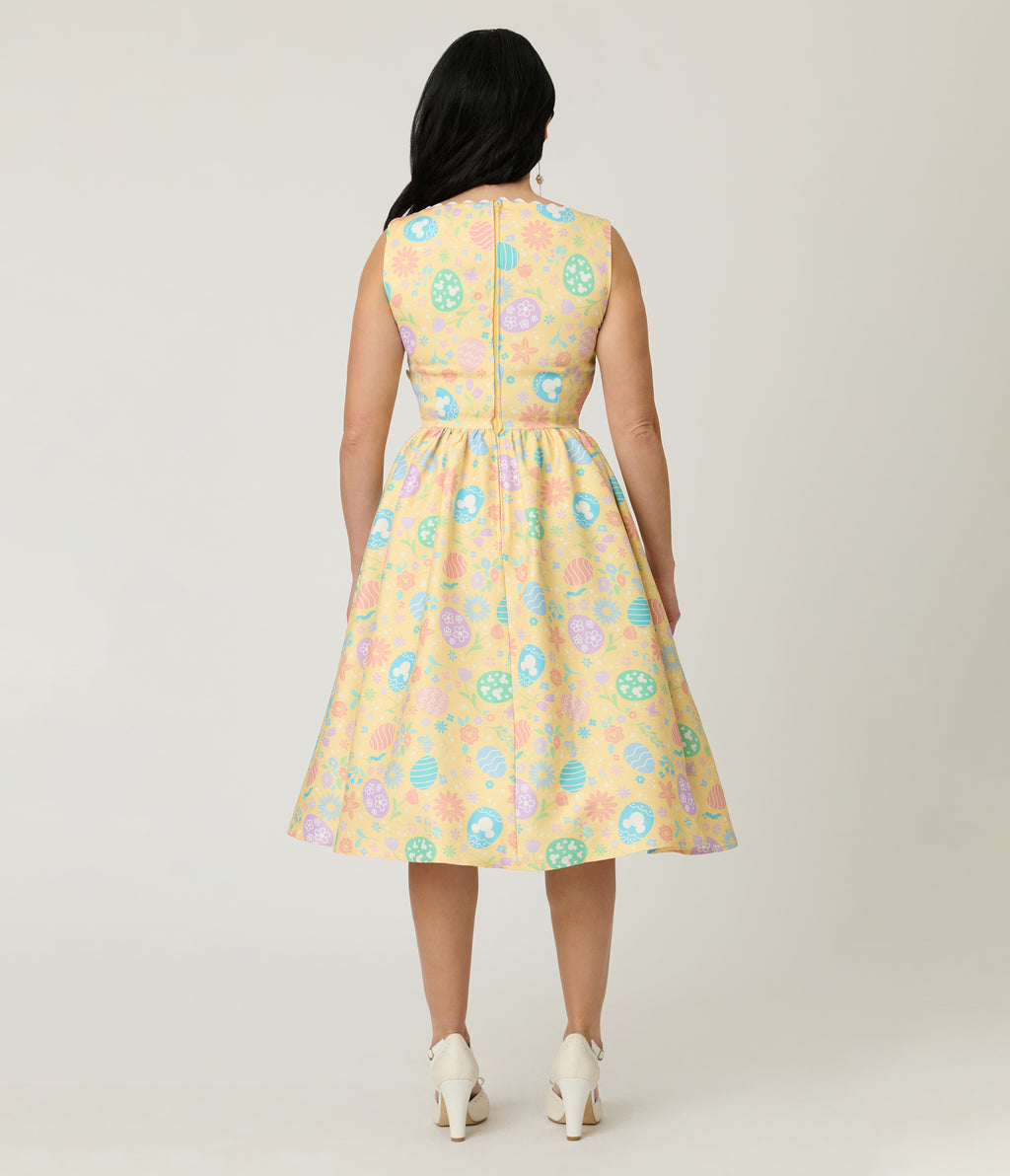 Preorder- Disney Mickey & Friends Collection by Unique Vintage Yellow & Easter Egg Livvie Swing Dress