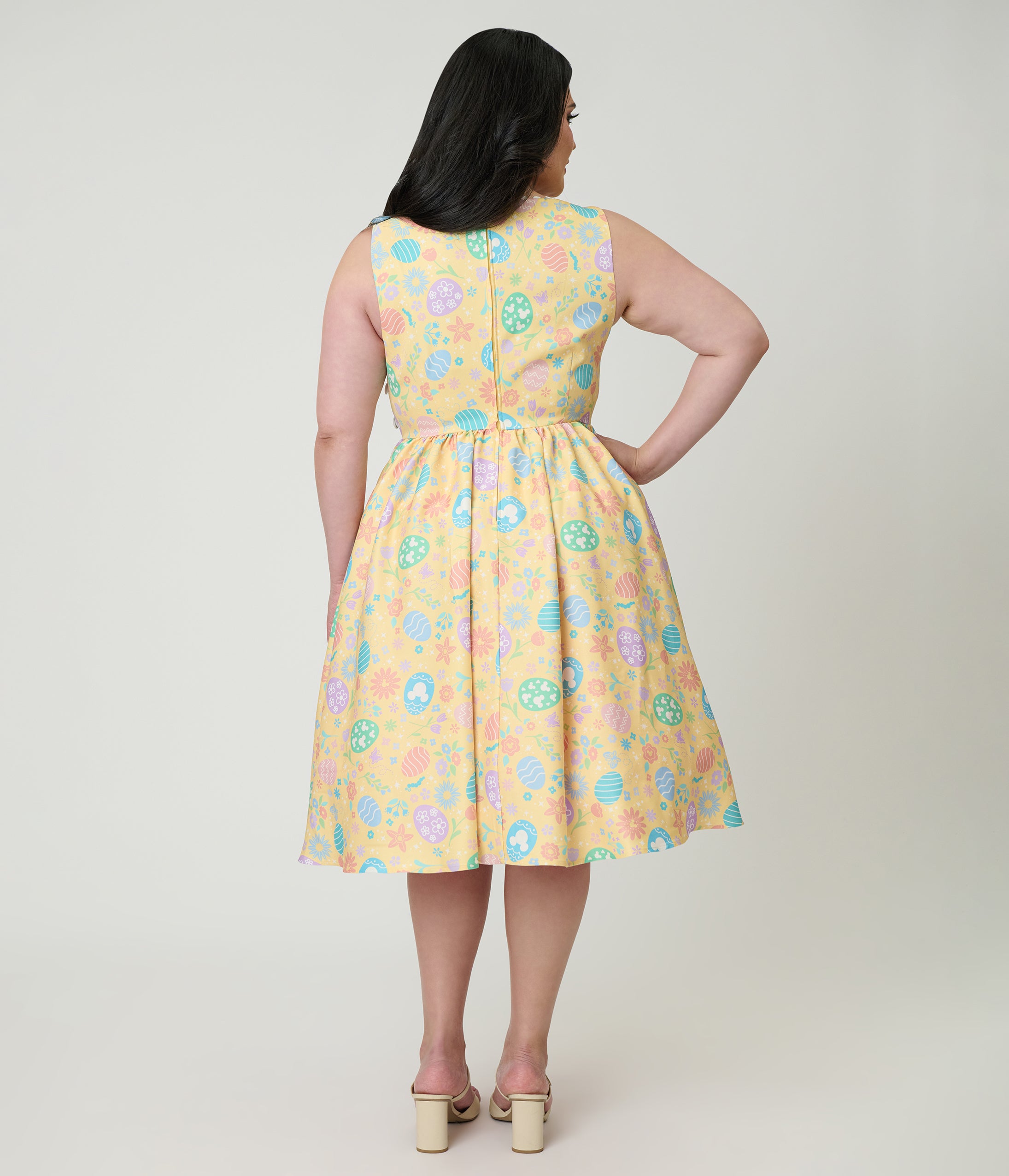 Preorder - Disney Mickey & Friends Collection by Unique Vintage Plus Size Yellow & Easter Egg Livvie Swing Dress