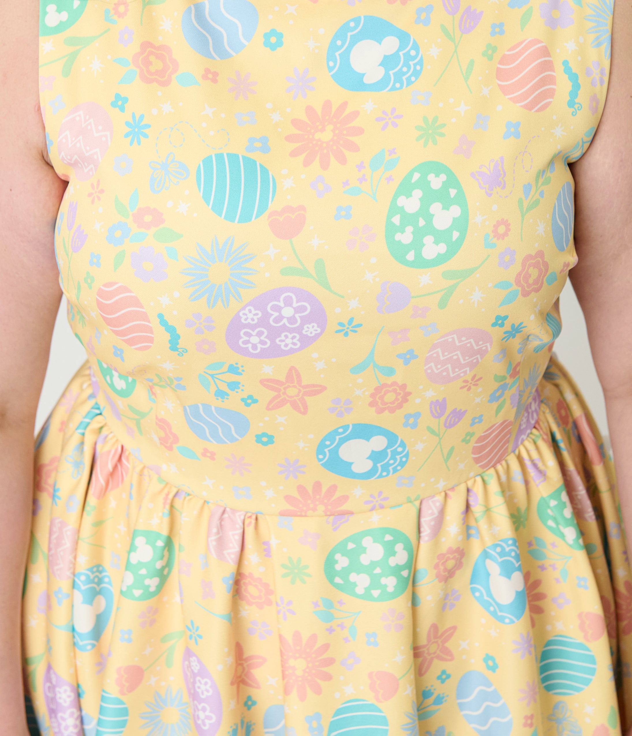 Preorder - Disney Mickey & Friends Collection by Unique Vintage Plus Size Yellow & Easter Egg Livvie Swing Dress