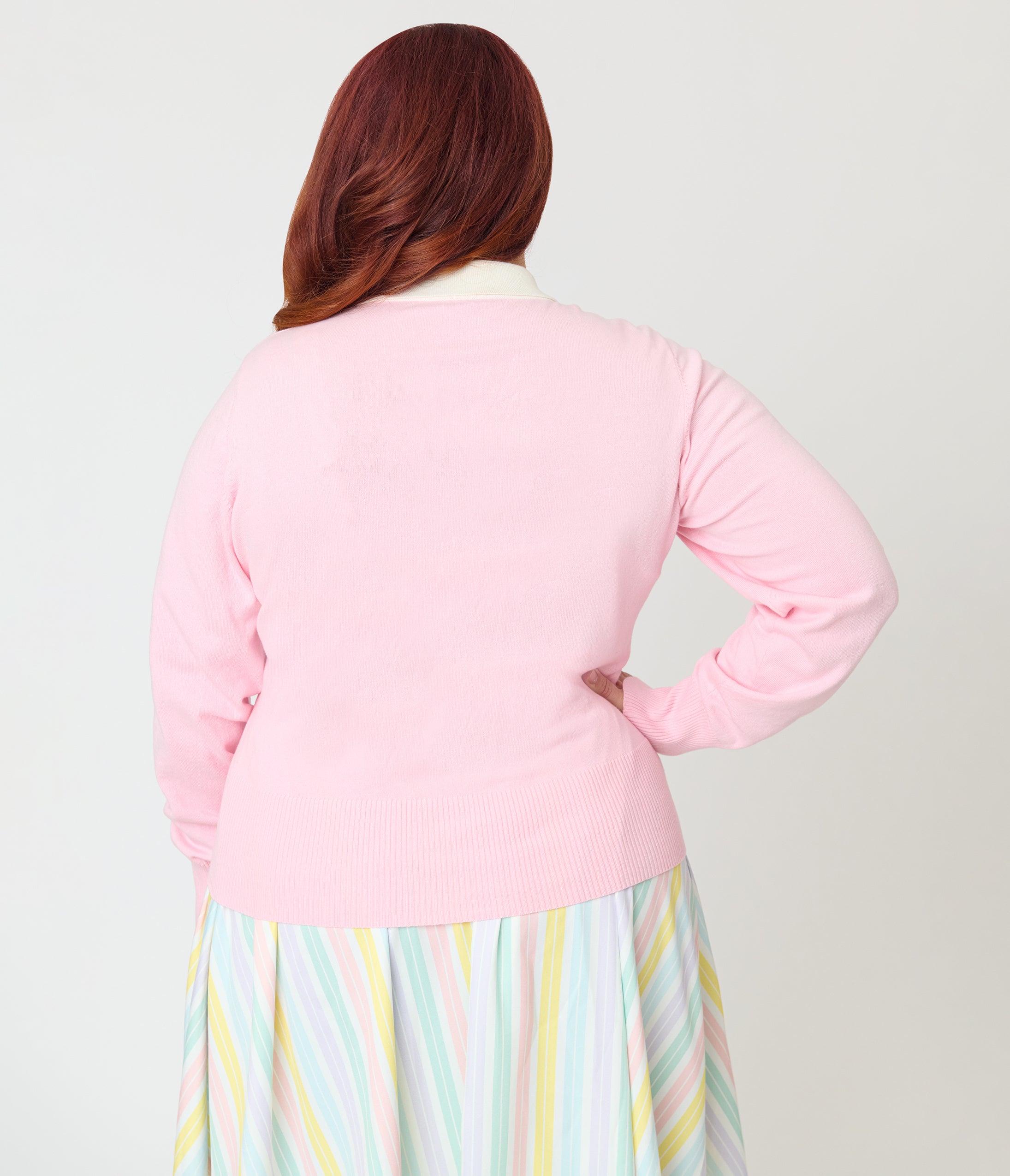 Preorder- Unique Vintage Plus Size Pink Chick Embroidered Cardigan