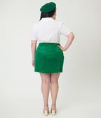 Smak Parlour Plus Size Green Corduroy & Bunny Pocket Mini Skirt