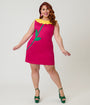 Smak Parlour Plus Size Hot Pink & Yellow Petal Collar Cotton Shift Dress