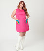 Smak Parlour Plus Size Hot Pink Rainbow Pocket Mod Shift Dress