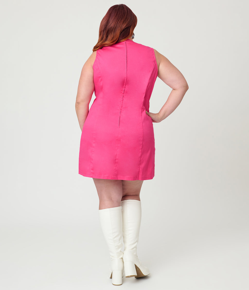 Smak Parlour Plus Size Hot Pink Rainbow Pocket Mod Shift Dress
