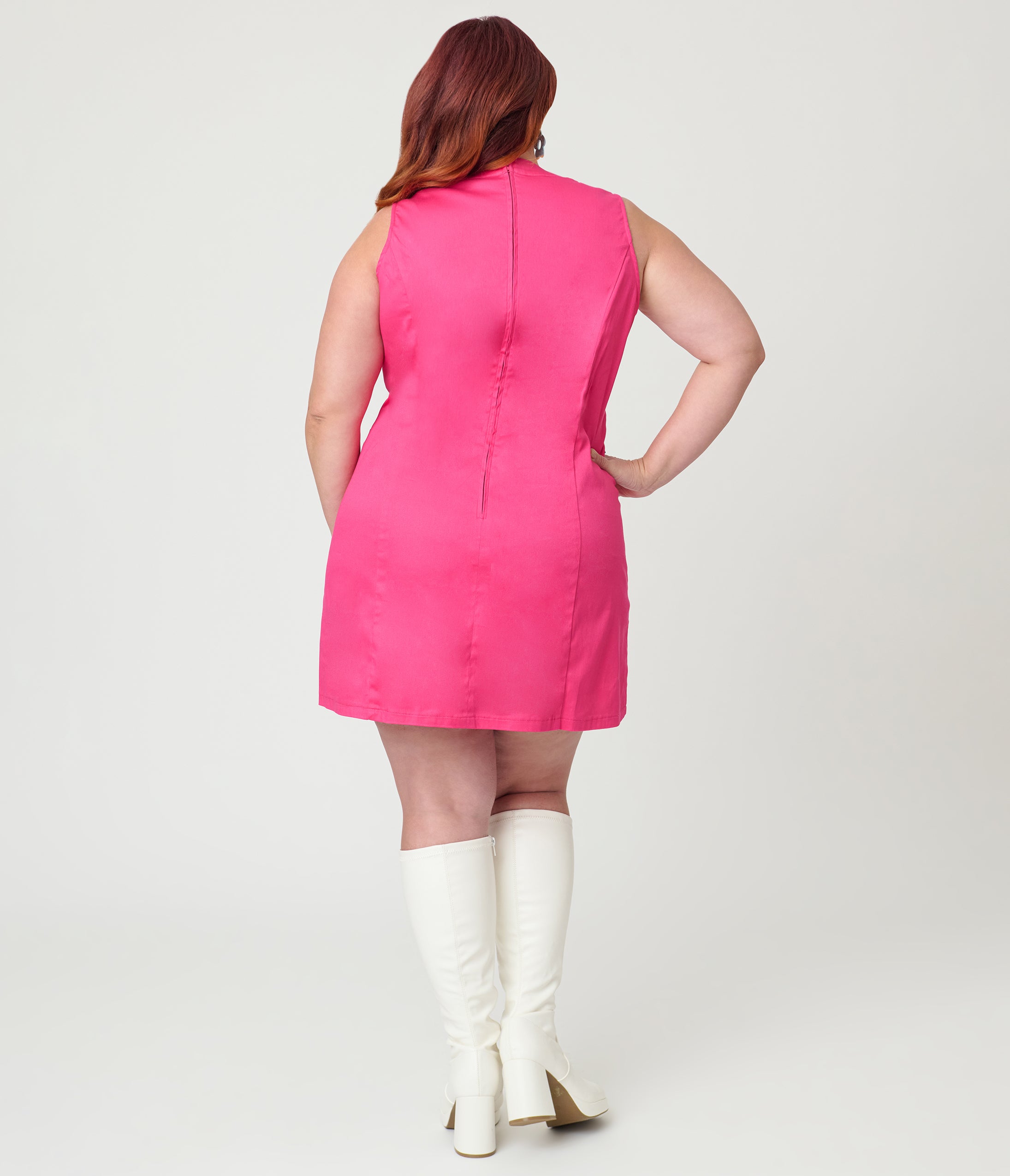 Smak Parlour Plus Size Hot Pink Rainbow Pocket Mod Shift Dress