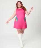 Smak Parlour Plus Size Hot Pink Rainbow Pocket Mod Shift Dress