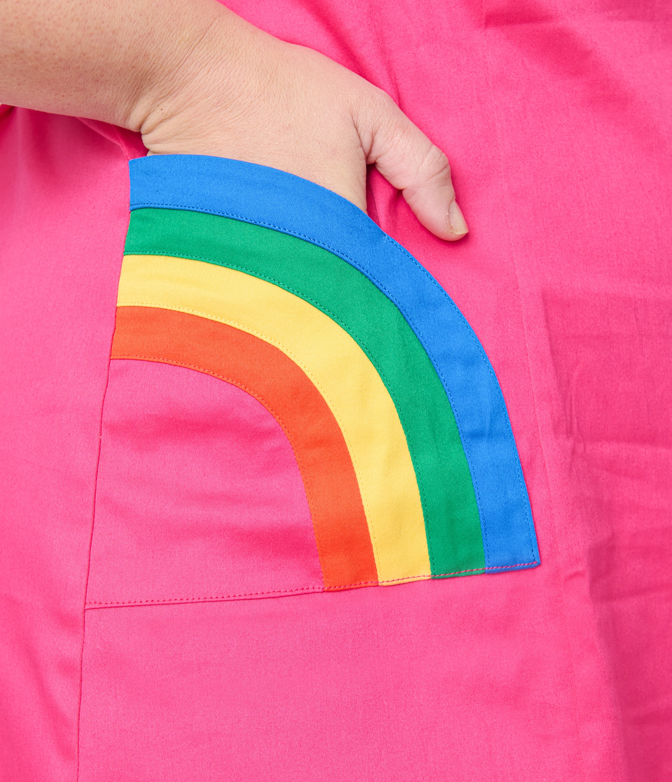 Smak Parlour Plus Size Hot Pink Rainbow Pocket Mod Shift Dress