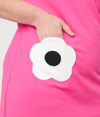 Smak Parlour Plus Size Hot Pink & White Flower Pocket Dress
