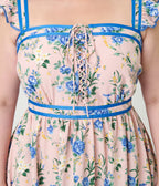 Smak Parlour Plus Size Light Pink & Blue Floral Corset Fit & Flare Dress