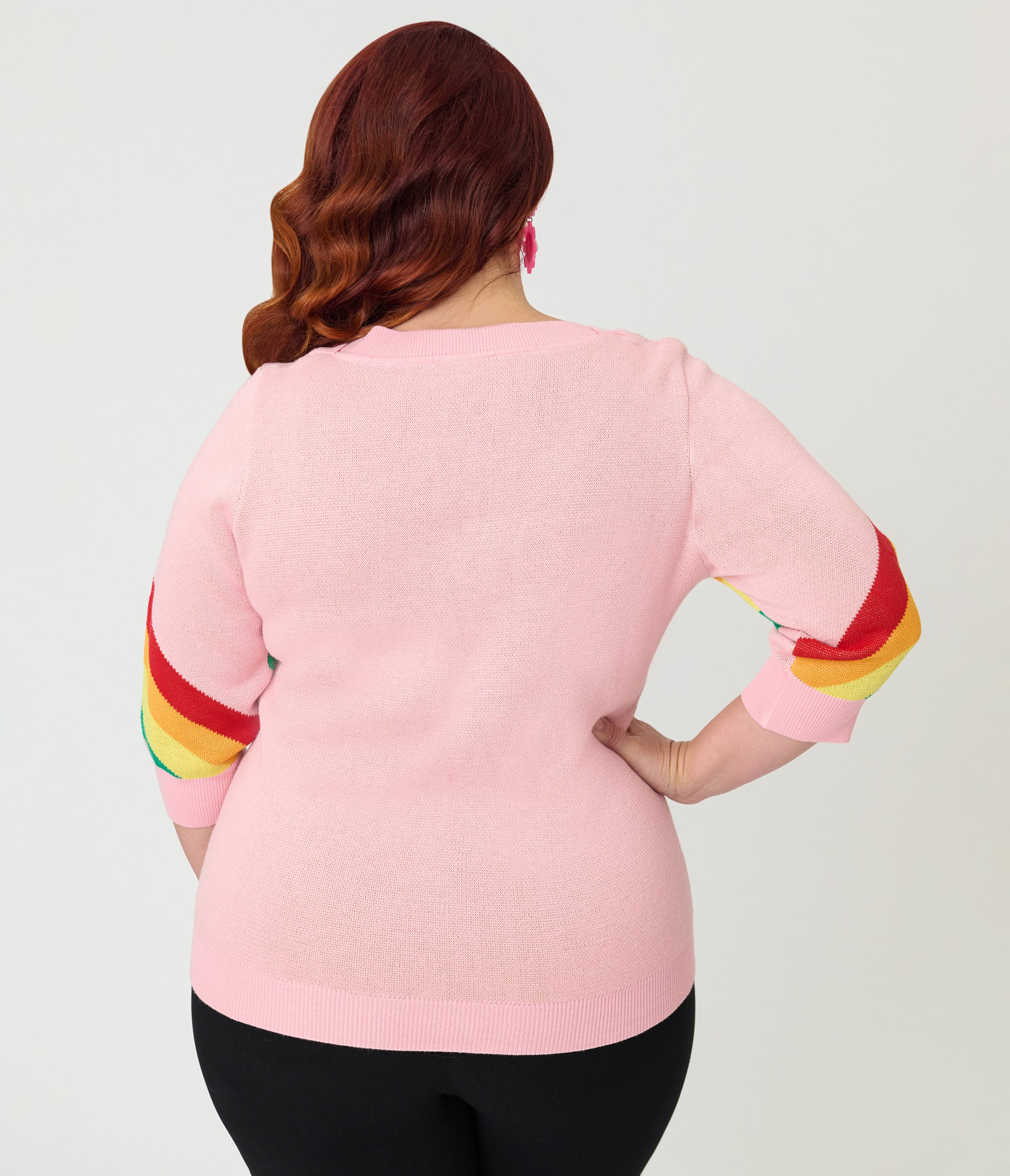 Unique Vintage Plus Size Pink Rainbow Stripe Minou Sweater