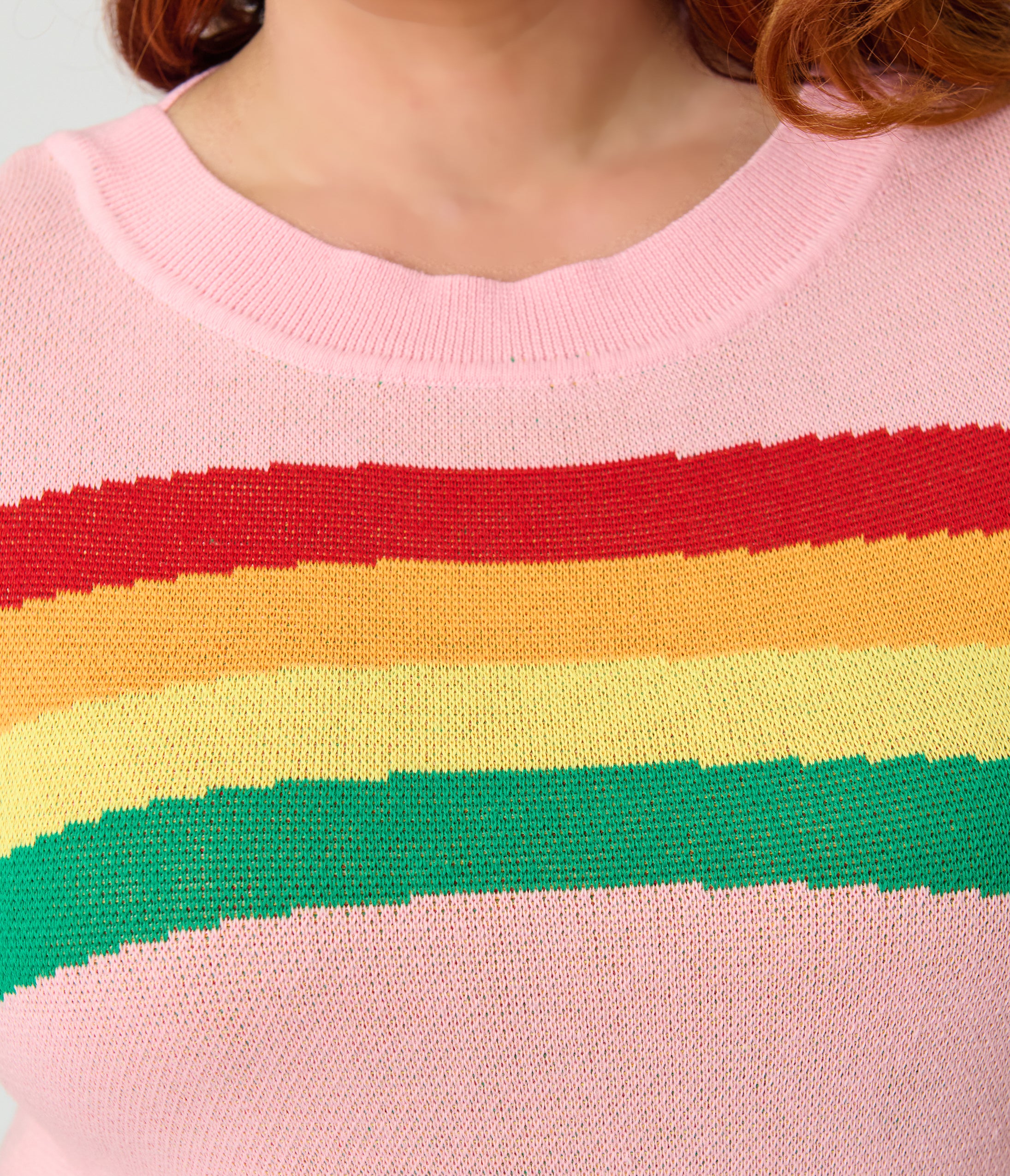 Unique Vintage Plus Size Pink Rainbow Stripe Minou Sweater