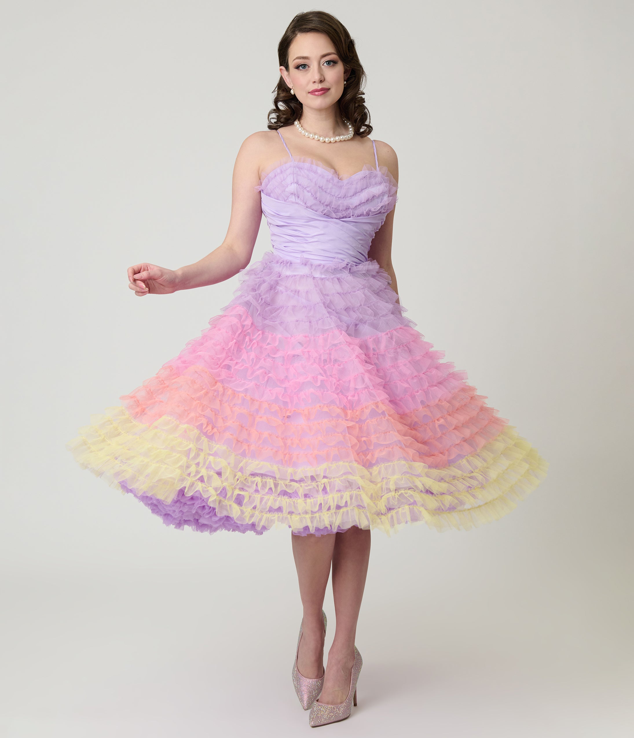 Unique Vintage Ombre Sunset Cupcake Swing Dress