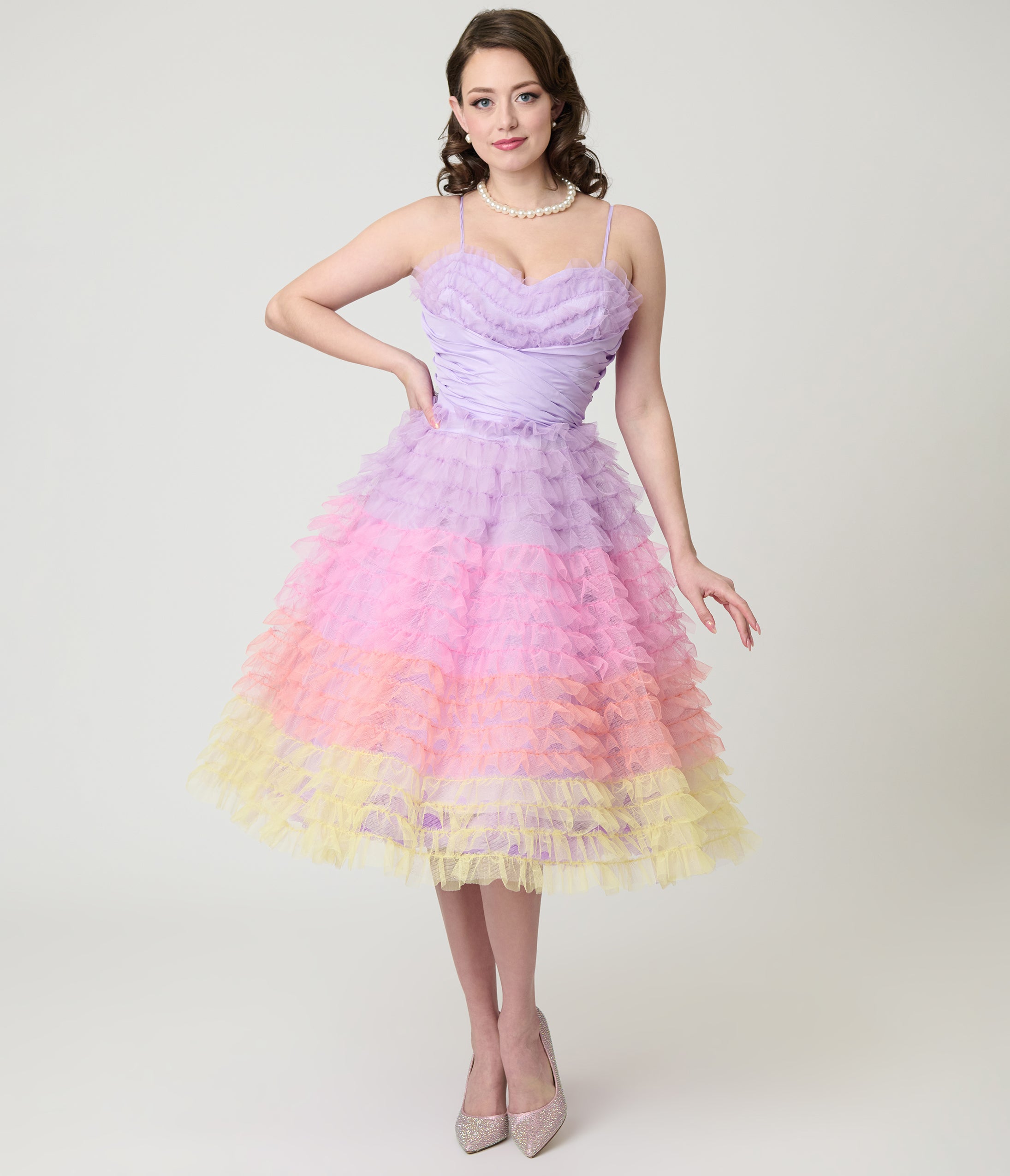 Unique Vintage Ombre Sunset Cupcake Swing Dress