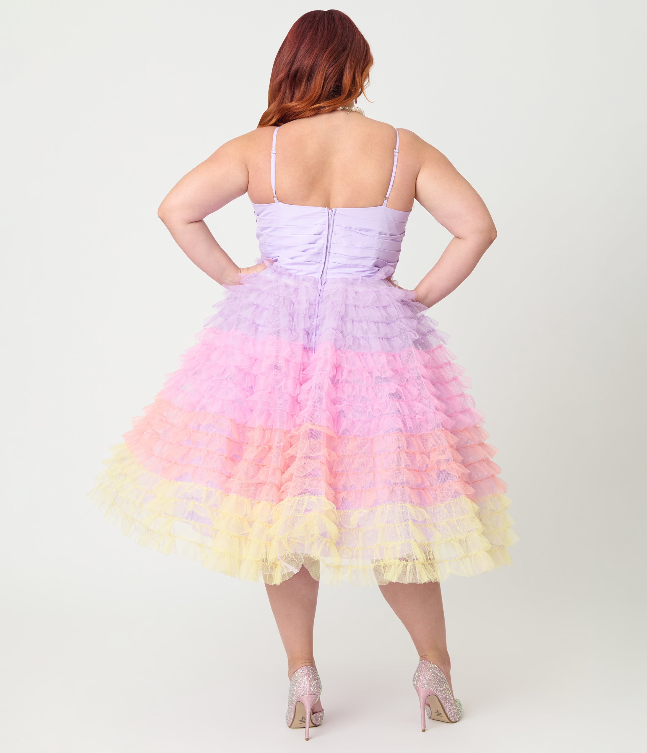 Unique Vintage Plus Size Ombre Sunset Cupcake Swing Dress