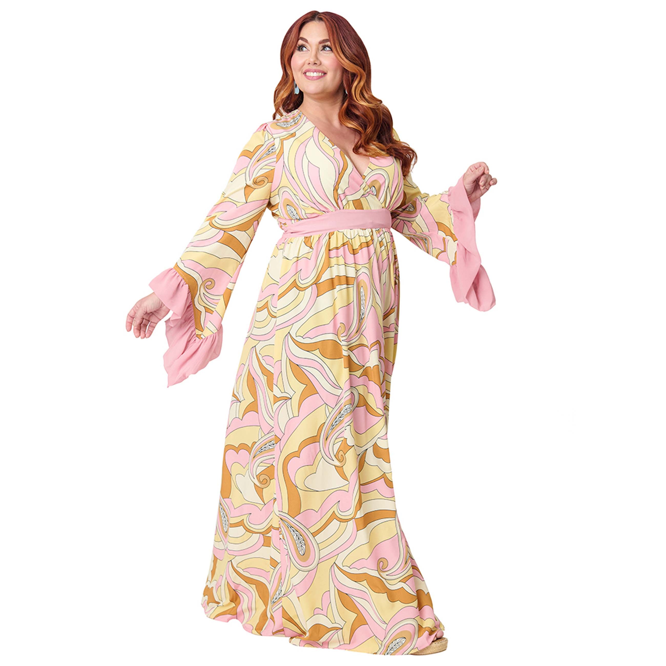 Unique Vintage Plus Size Pink Paisley Maxi Dress