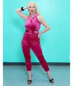 Fuchsia Velvet Pinup Cigarette Pants