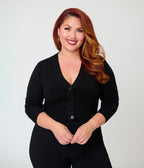 Plus Size Black Three Quarter Sleeve Crop Cardigan