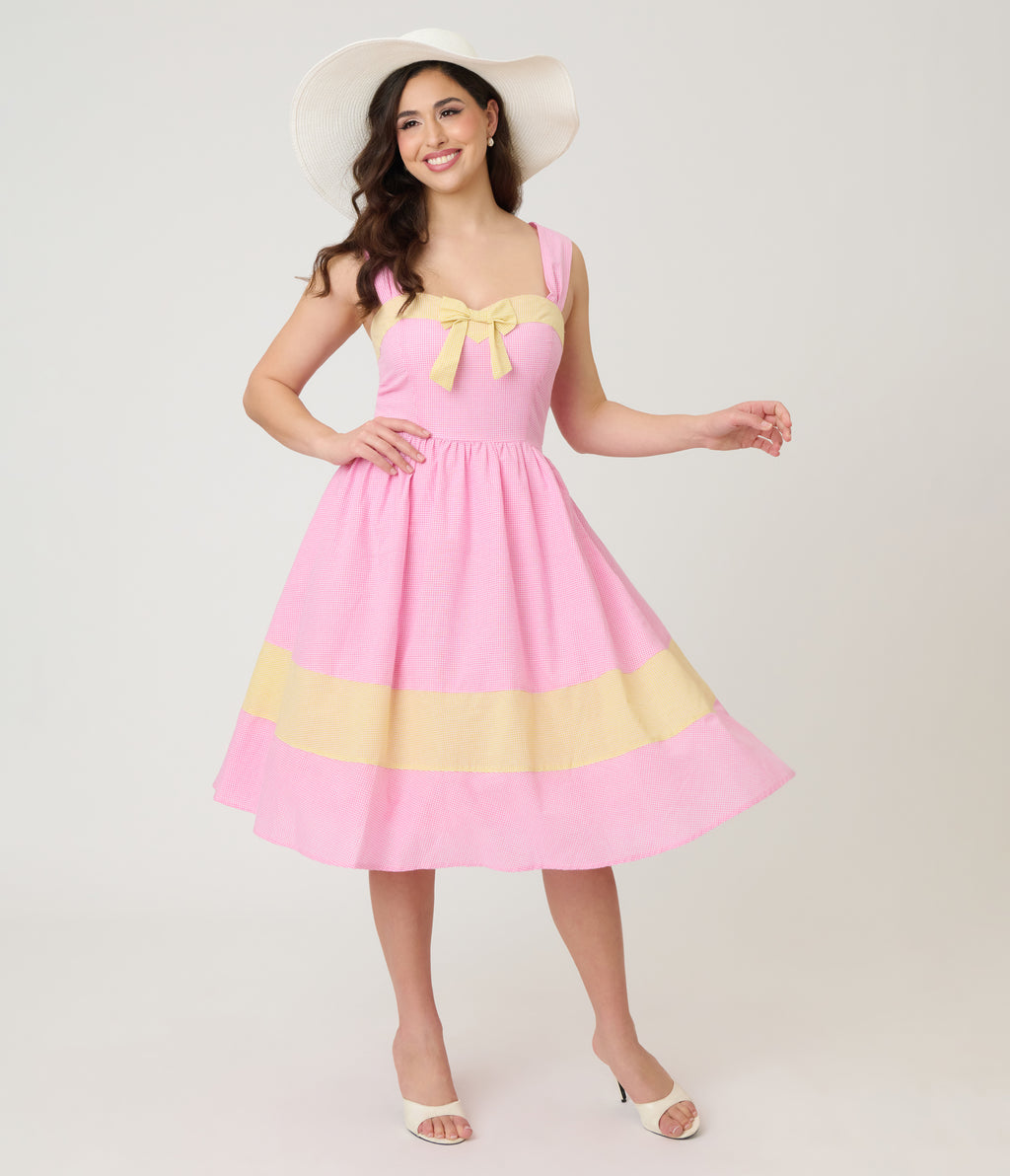 Barbie™ x Unique Vintage Picnic Pretty Gingham Swing Dress