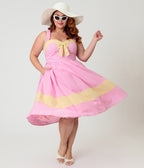 Barbie™ x Unique Vintage Plus Size Picnic Pretty Gingham Swing Dress