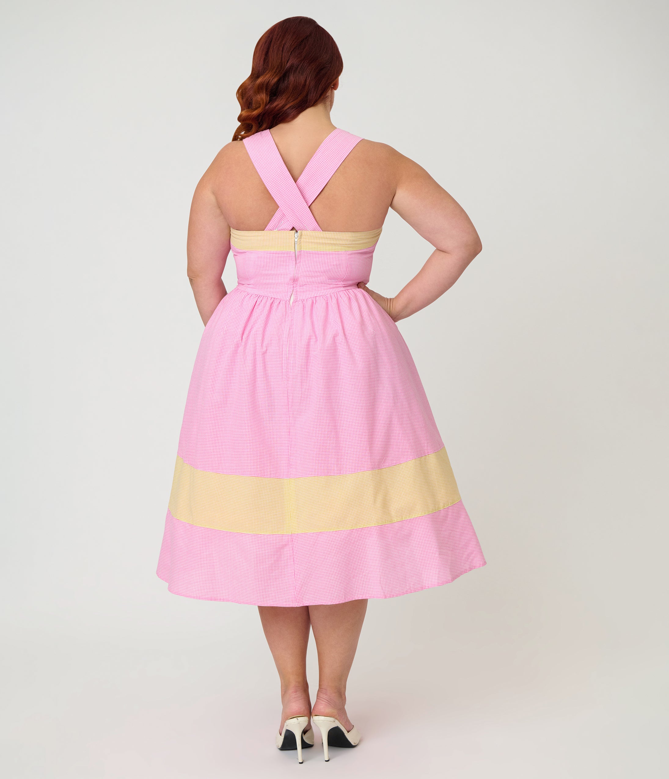 Barbie™ x Unique Vintage Plus Size Picnic Pretty Gingham Swing Dress