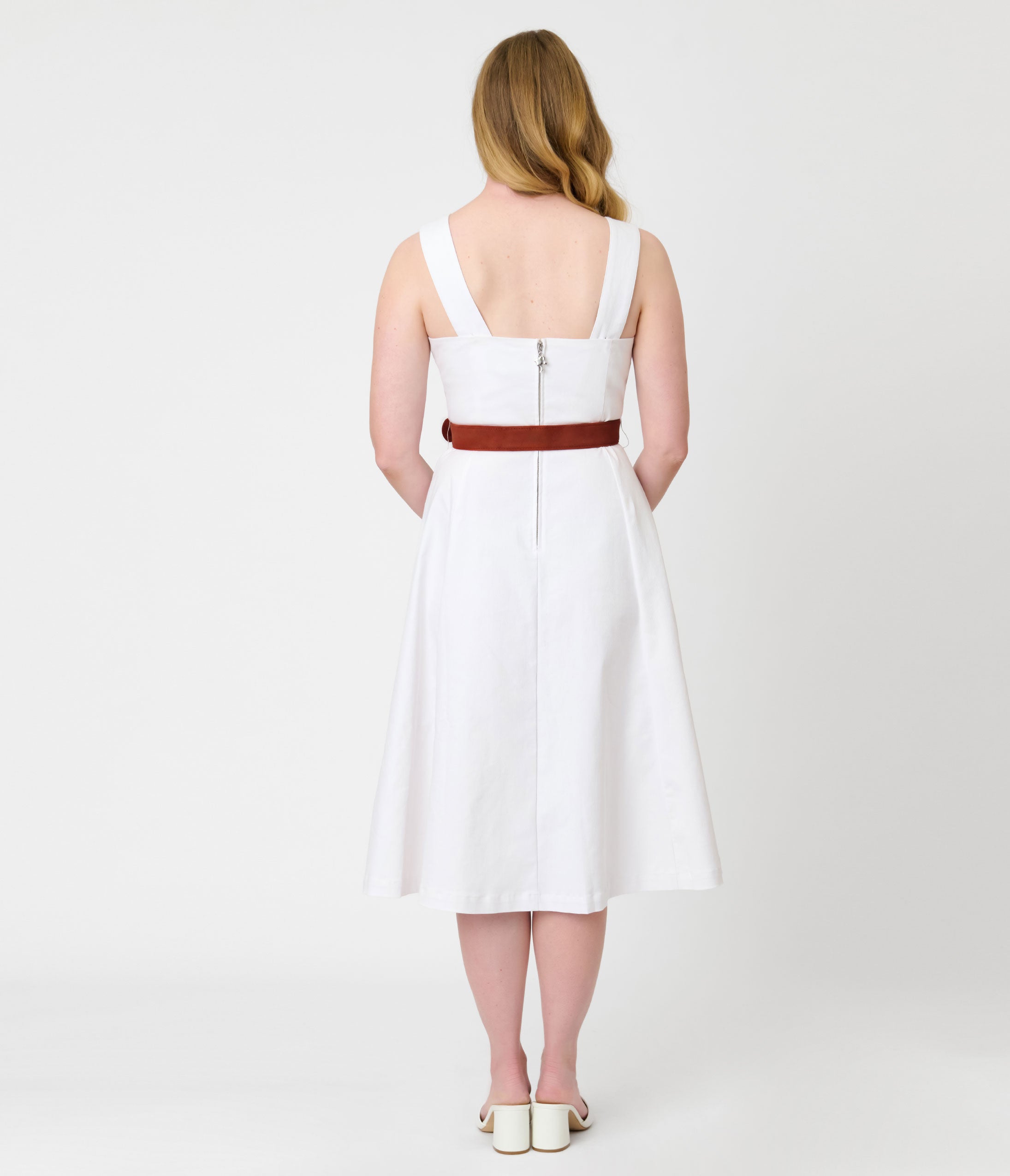 Barbie x Unique Vintage White Picnic Perfect Midi Dress