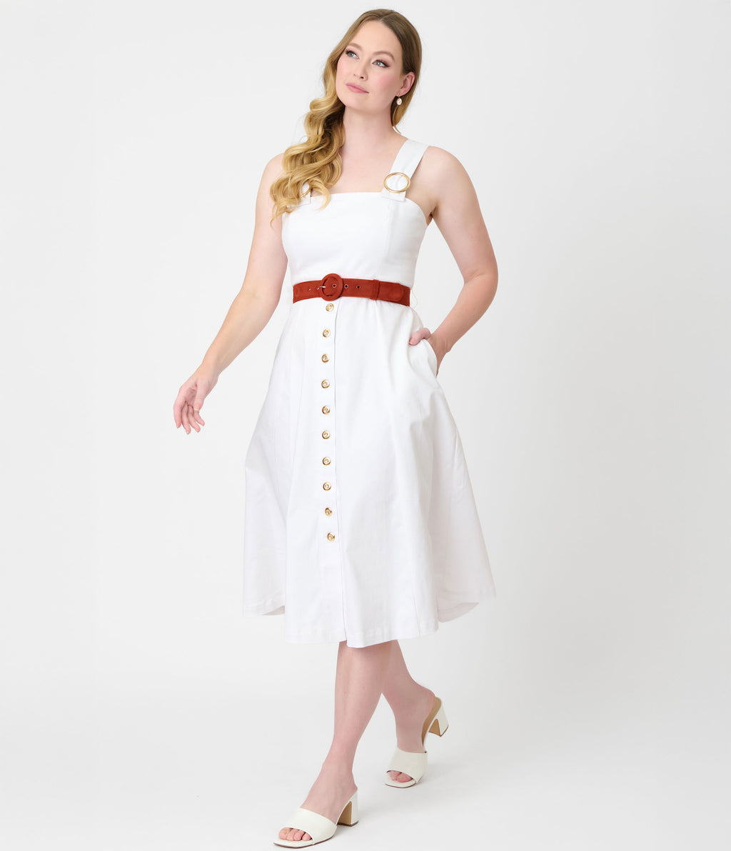 Barbie™ x Unique Vintage White Picnic Perfect Midi Dress