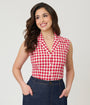 Barbie™ x Unique Vintage Red Gingham Picnic Blouse