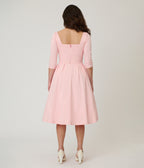 Unique Vintage Light Pink Pin Dot Lamar Swing Dress