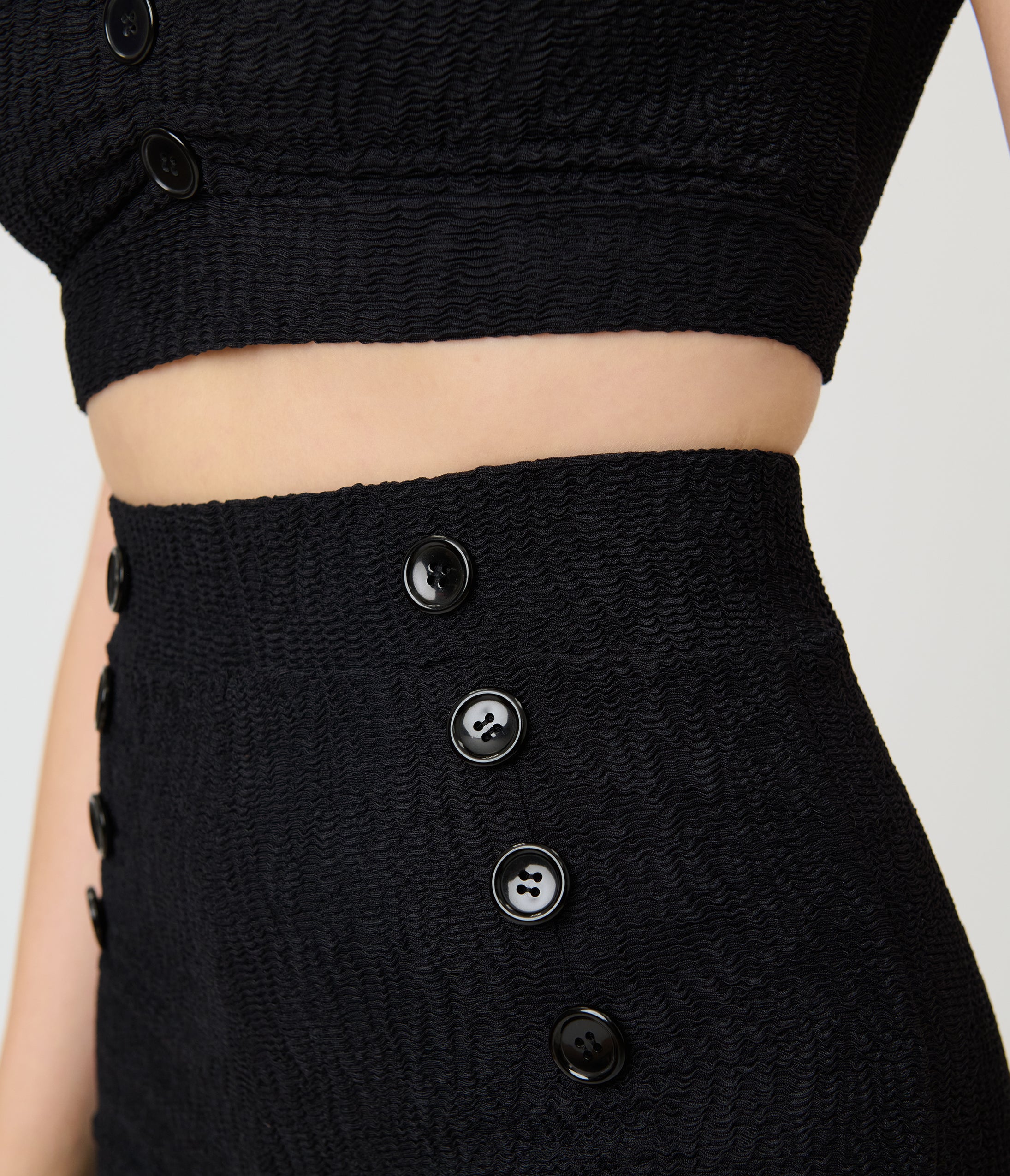 Pinky Pinups Black Textured Puff Sleeve Swim Top