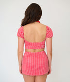 Pinky Pinups Red Gingham Bow Accent Swim Skirt