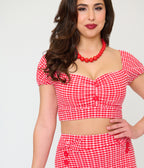 Pinky Pinups Red Gingham Bow Accent Swim Skirt