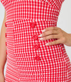 Pinky Pinups Red Gingham Halter One Piece Swimsuit