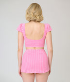 Pinky Pinups Pink Gingham Seersucker Swim Top