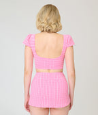 Pinky Pinups Pink Gingham Bow Accent Swim Skirt