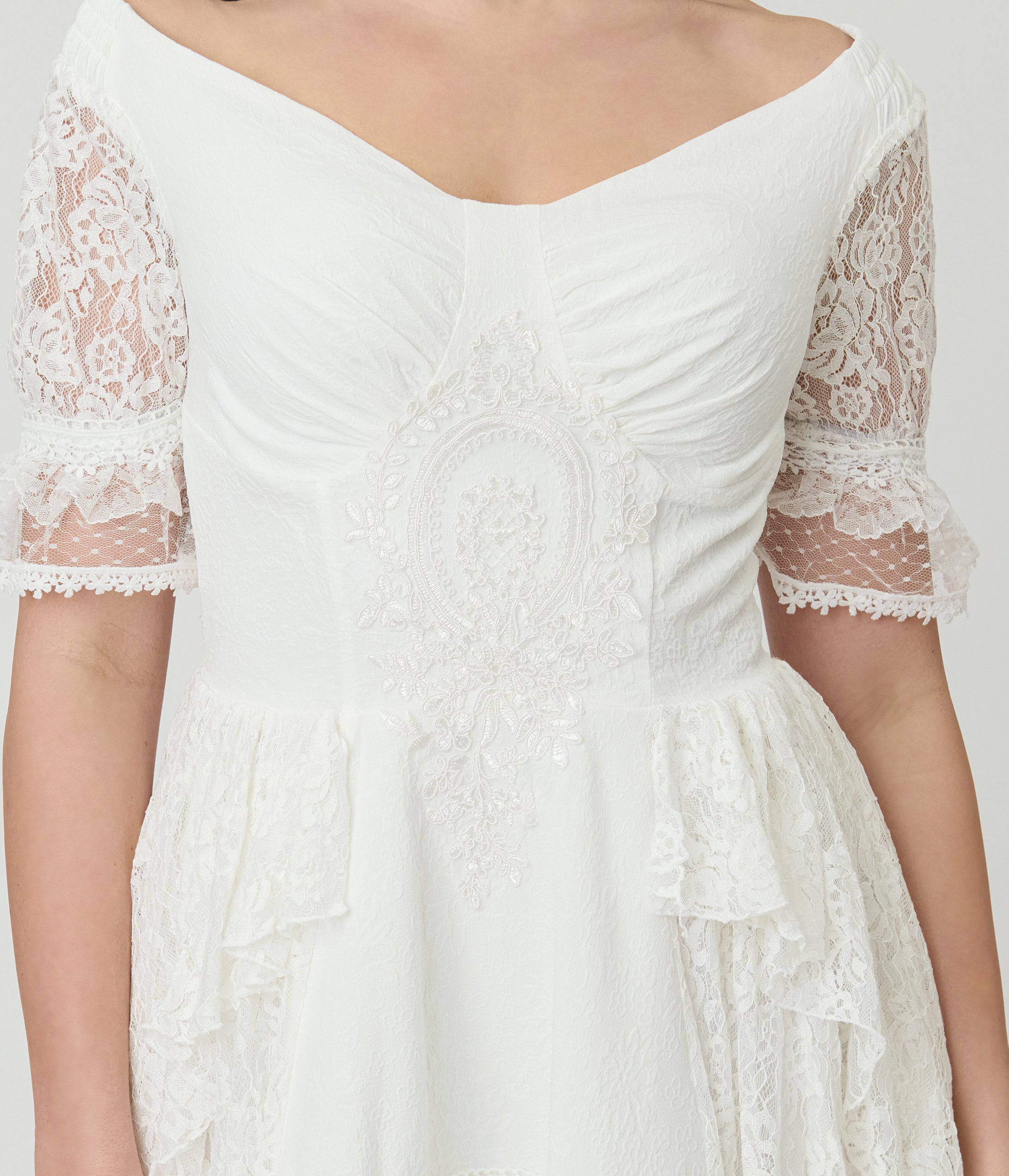 White Lace Steampunk Mini Dress